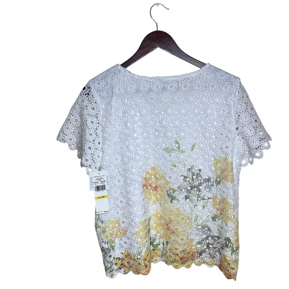 Alfred Dunner Charleston Short Sleeve Floral Lace Necklace Top Sze PM NWT - Picture 7 of 14